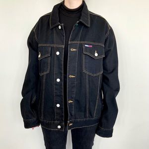 Vintage Y2k Tommy Hilfiger Jeans logo dark-wash denim jacket. 🖤